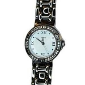 GUESS Silver Rhinestone Bezel Watch Y2K Glam Roman Dial Bracelet